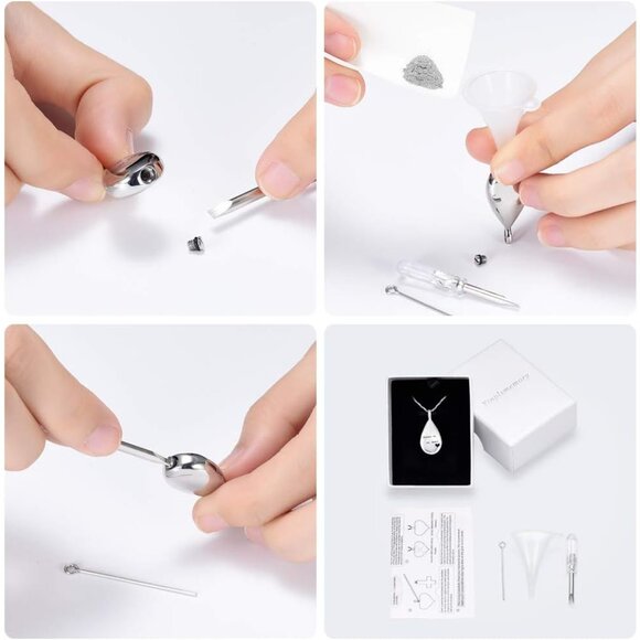 Always in My Heart Teardrop Ashes Urn Pendant - Durable & Elegant Jewelry - Picture 5 of 6